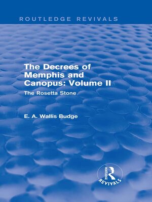 cover image of The Decrees of Memphis and Canopus